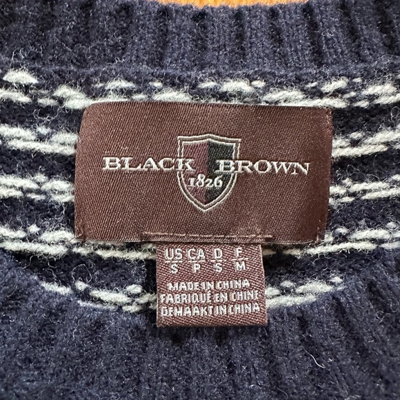 100% Lambswool Black Brown 1826 Men’s Crew Neck Sweater – Navy Blue Size Small - Picture 3 of 7